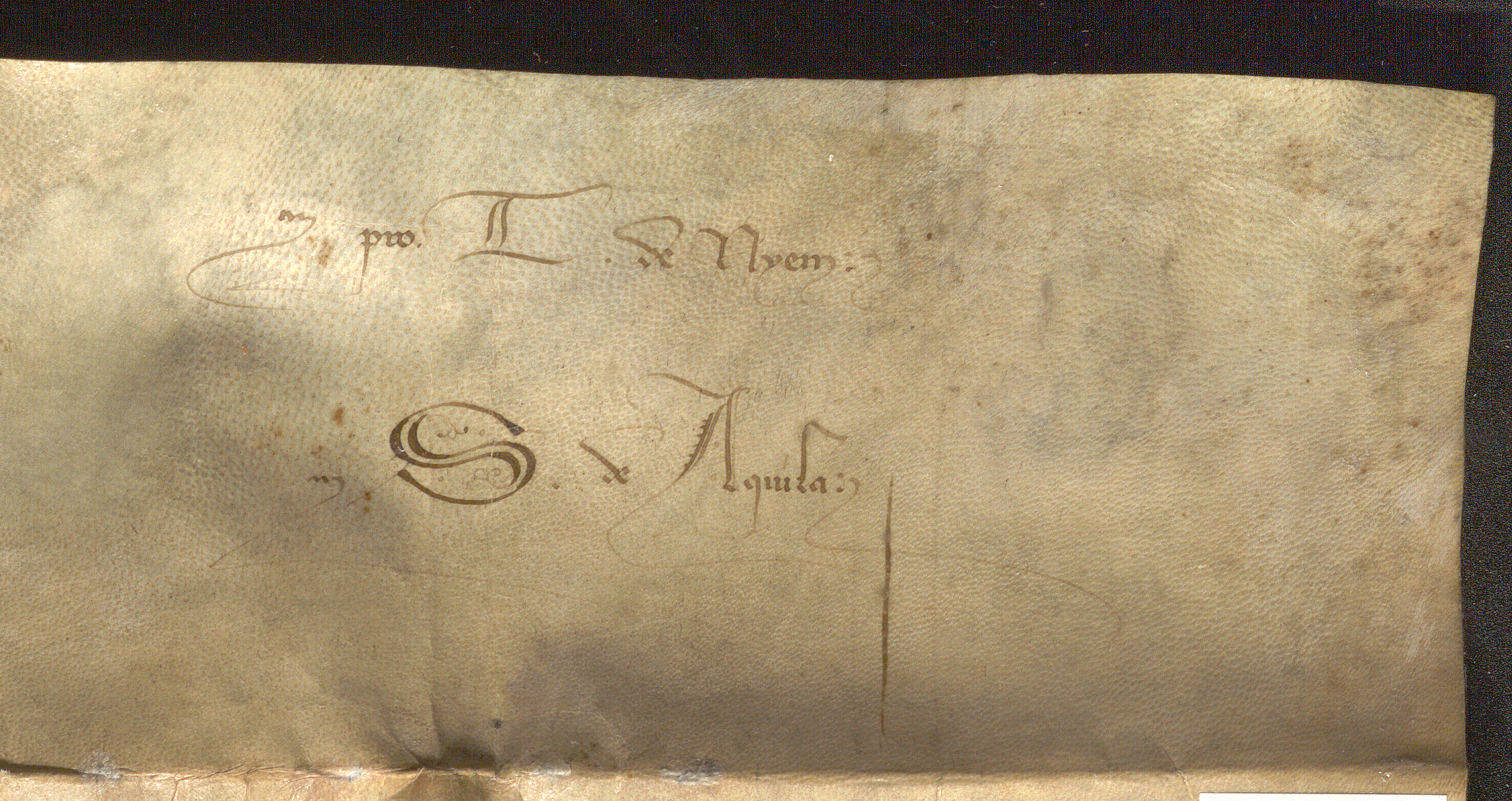 http://images.monasterium.net/illum/IllUrk/1391-06-03_Bonifaz-IX-Ablass-Bruecke_ha_cal._or._100_hameln_nr_17_verso-det_Scriptor-S-de-Aquila.jpg