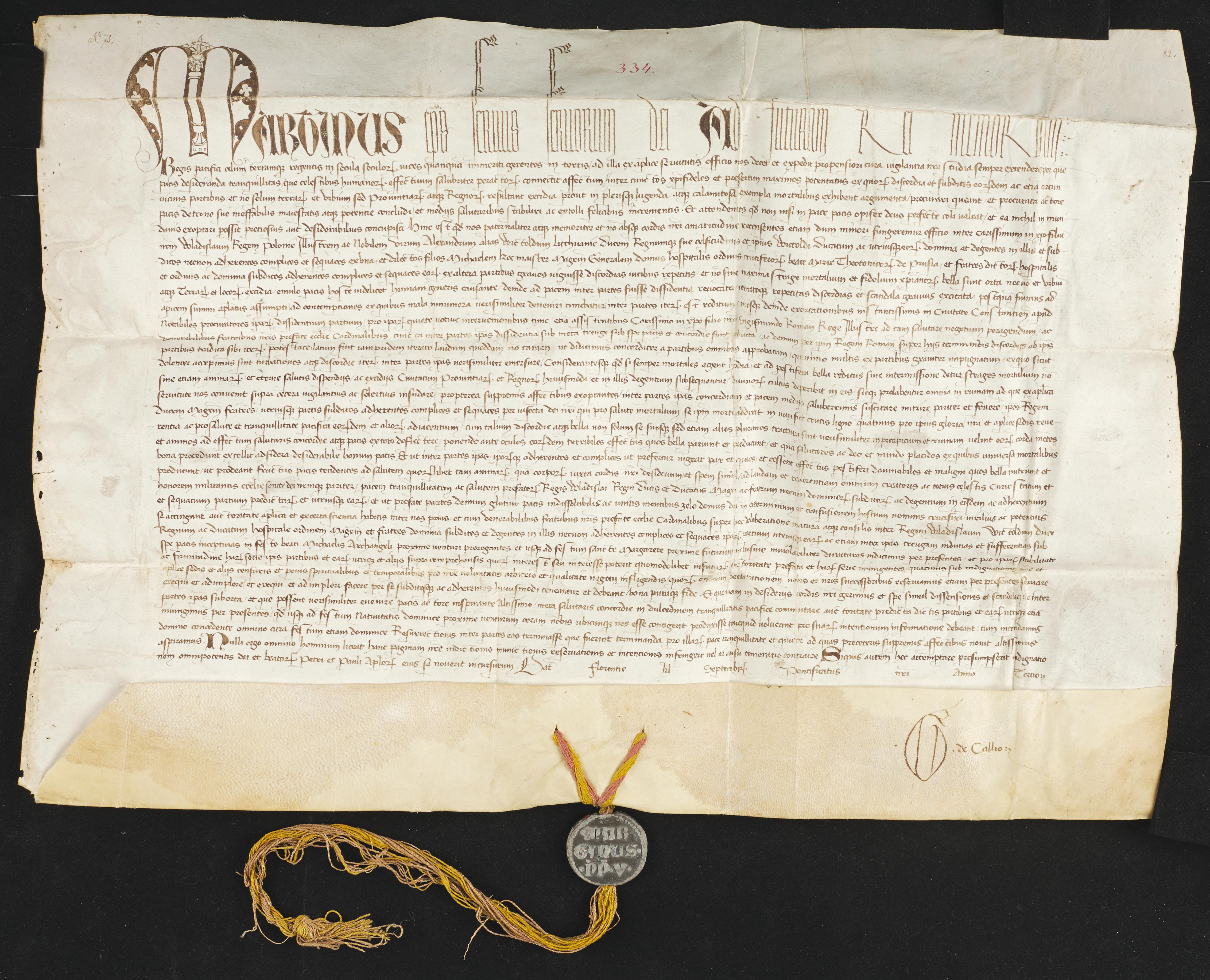http://images.monasterium.net/illum/IllUrk/1420-01-09_Martin-V-befiehlt-einen-Waffenstillstand-OT-Polen-Litauen_mit-Saeule_Scriptor-G-de-Callio_Krakau-Nat-Mus-Bibl-Czator-334-Perg.jpg