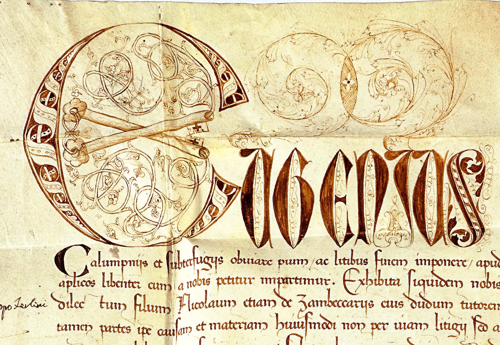 http://images.monasterium.net/illum/IllUrk/1438-11-06_Ferrara_Eugen-IV-f-Zambeccarius_Koller-2019-03-26-lot-533_det1.jpg